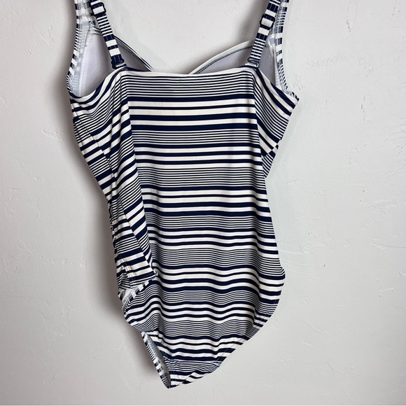 Niptuck swim swimsuit navy white stripe tummy control swimsuit size 8 - Picture 6 of 13